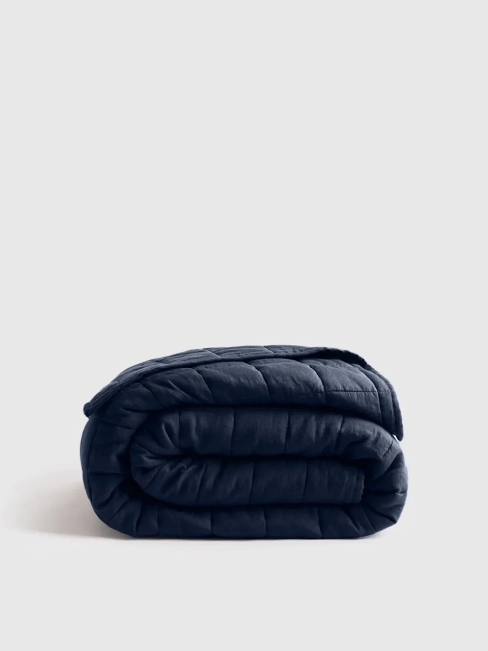 Quince European Linen Box Quilt in Navy King/Cal King